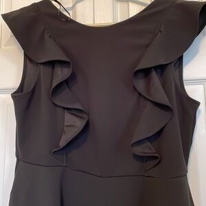 NWT Francesca XL midi dress black Cap ruffled shoulder lined ruffle bodice flow